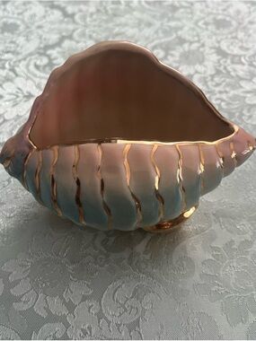 🐚 Vintage Shawnee Pottery Conch Shell Planter - Aqua & Pink Ombre